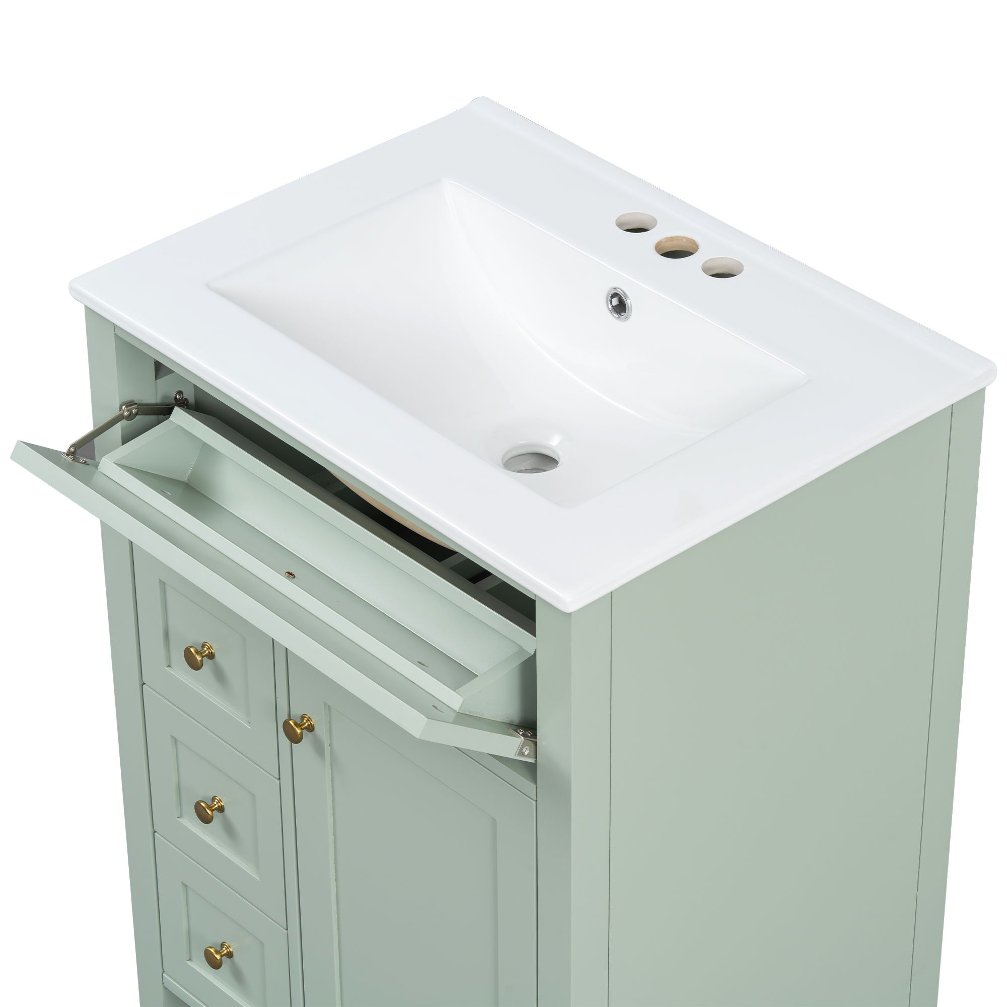 Bathroom Vanity With Sink, 3 Drawers & Cabinet With Adjustable Shelves