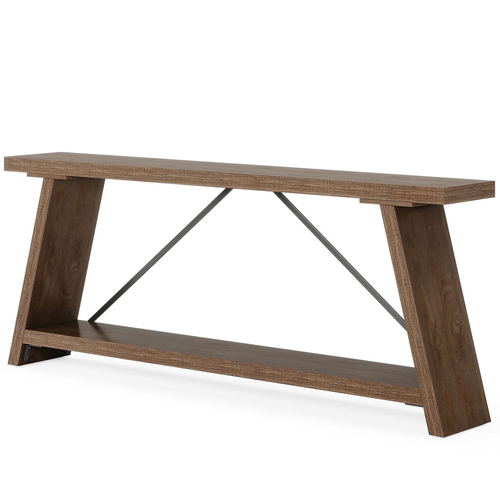 Console Table Extra Long Sofa Table With 2 Tier Shelves For Living Room