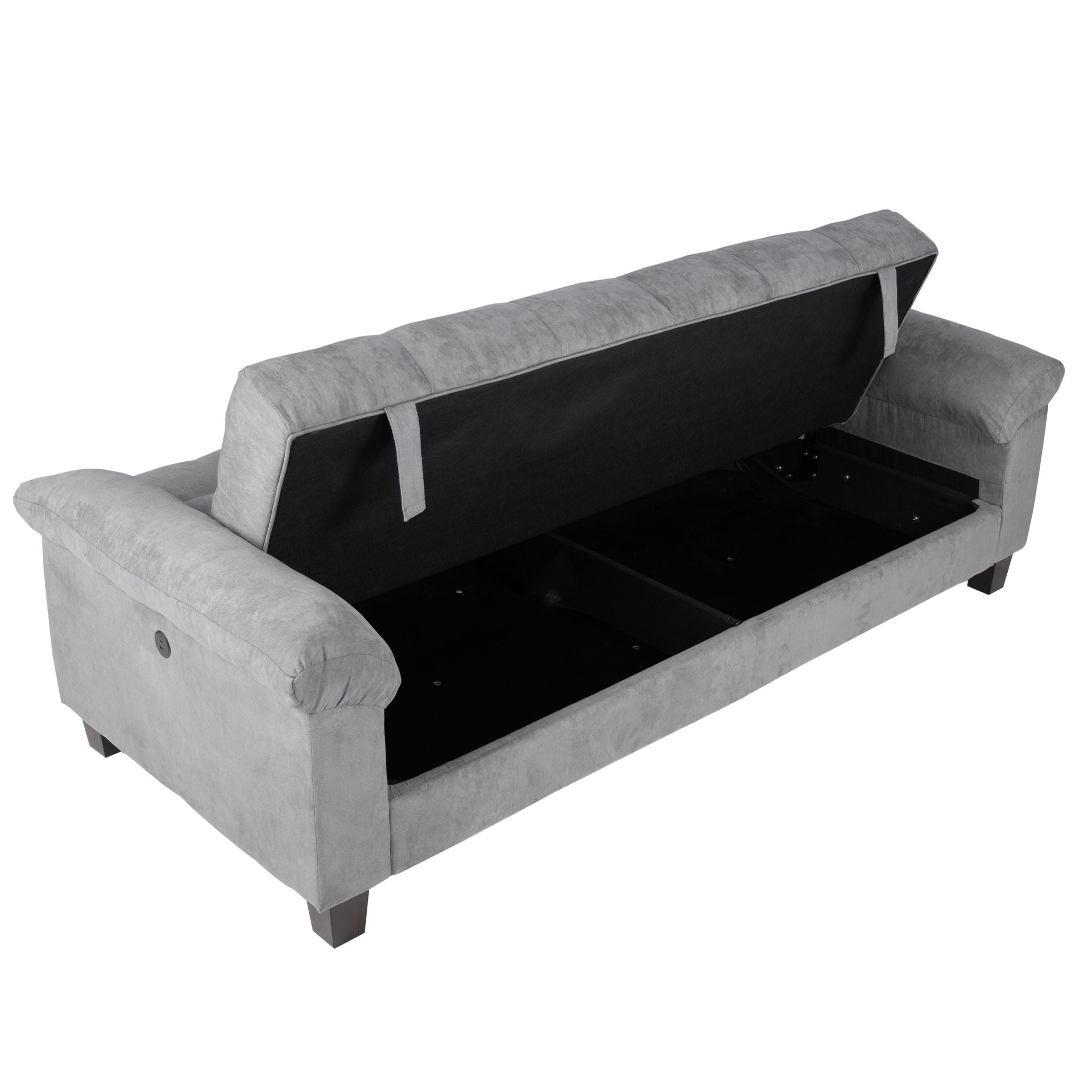 Adjustable Sofa With Hidden Storage And USB Port, Plush Cube Pattern Couch With Pillows - Gray