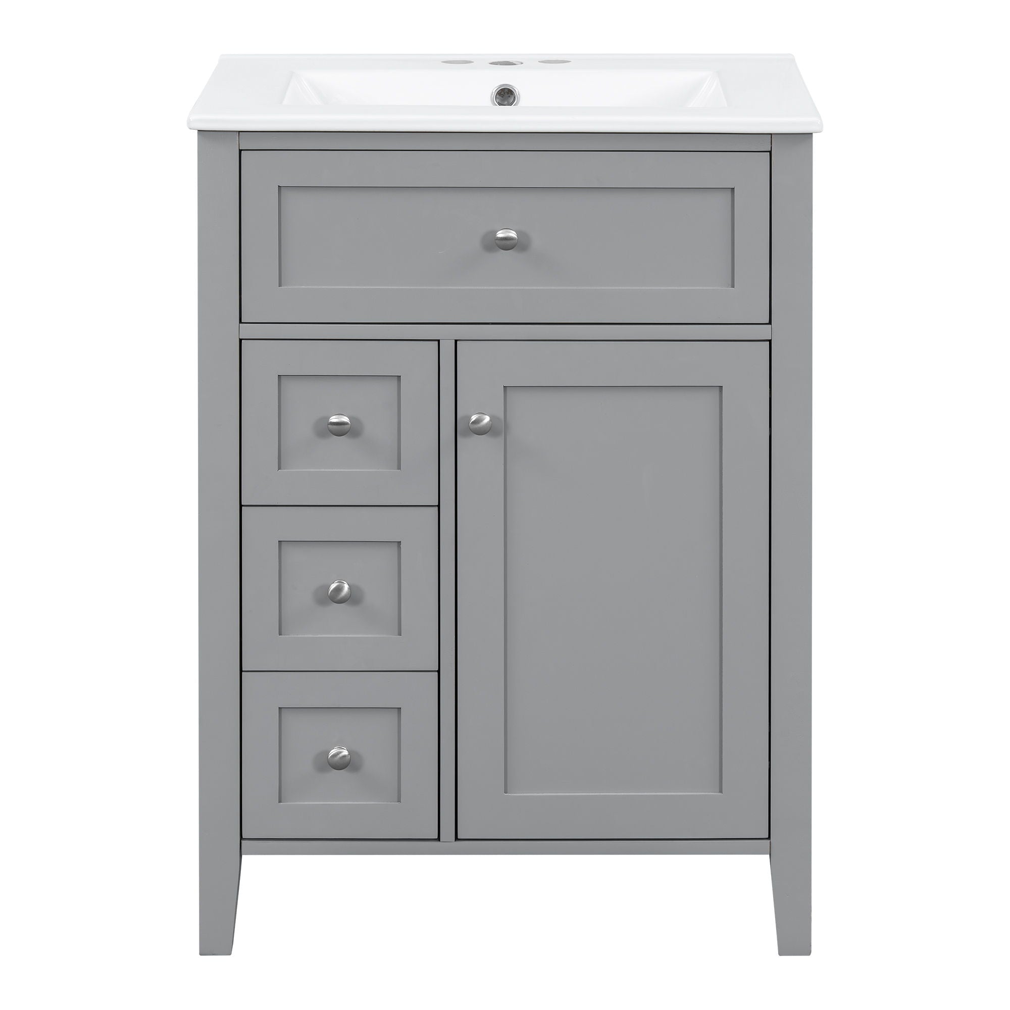 Bathroom Vanity With Sink, 3 Drawers & Cabinet With Adjustable Shelves