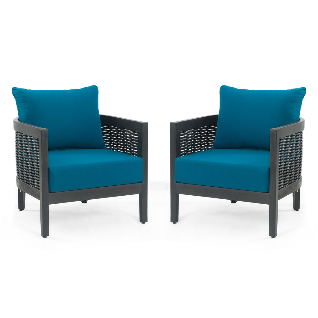Outdoor Acacia Wood Club Chairs With Cushions