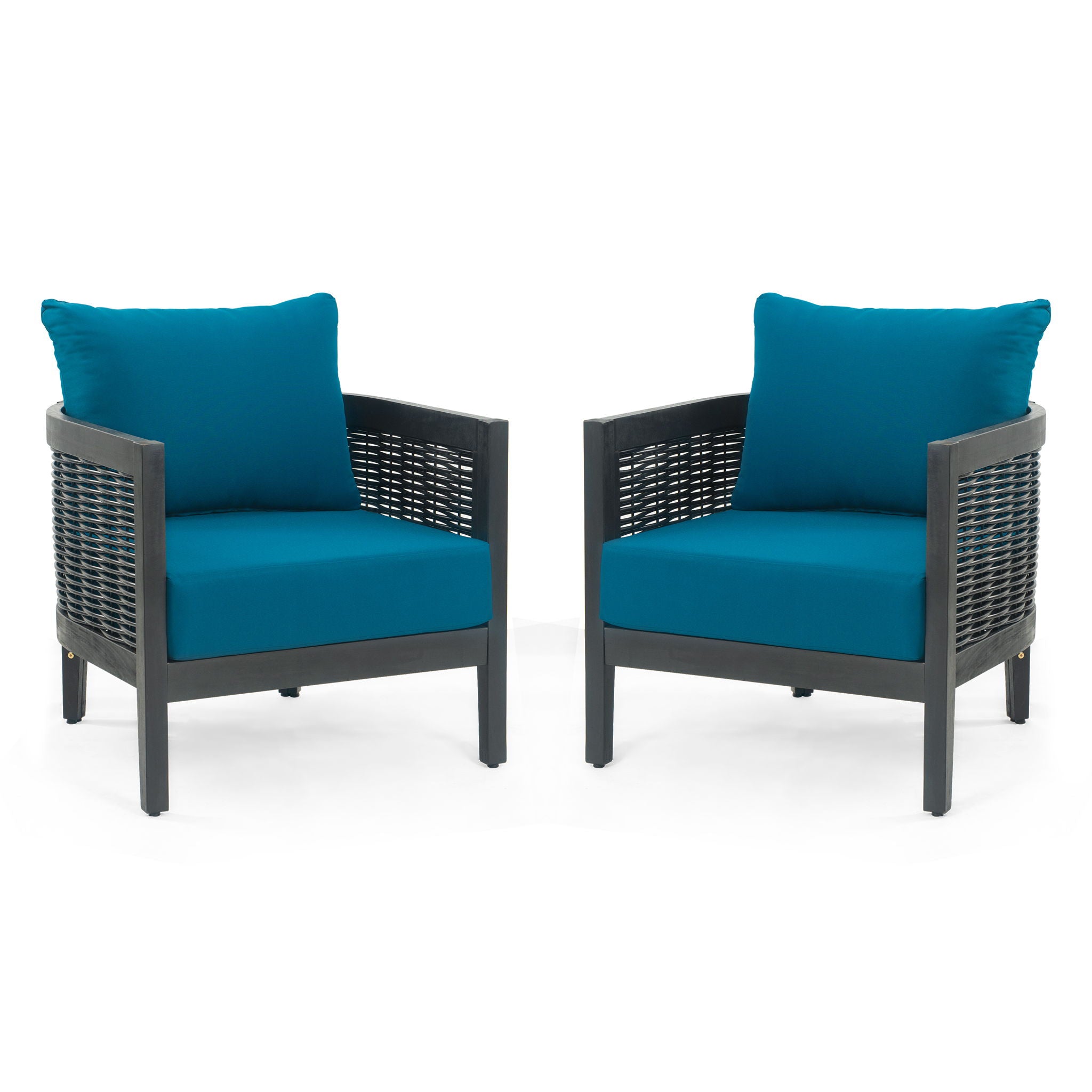 Outdoor Acacia Wood Club Chairs With Cushions
