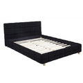 Modern Platform Bed With Upholstered Grid-Patterned Headboard