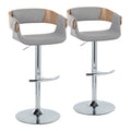 Elisa - Mid-Century Modern Adjustable Barstool With Swivel With Rounded T Footrest (Set of 2) - Gray