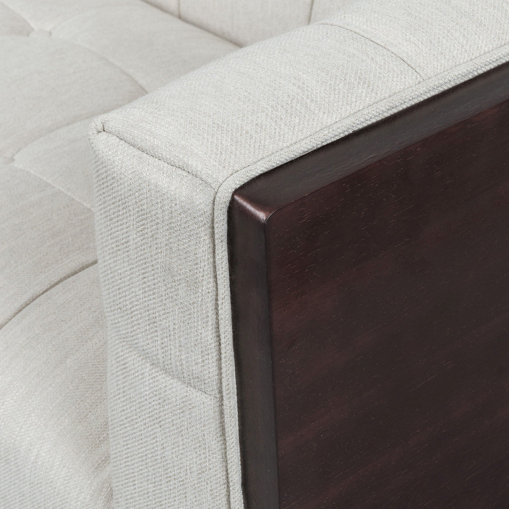 Contemporary 3 Seater Sofa With Button Tufted Waffle Stitching - Beige
