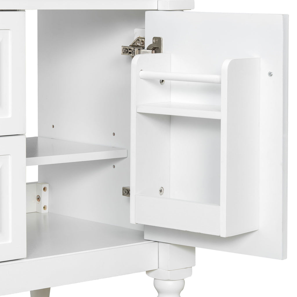 Freestanding Bathroom Vanity With Sink, Adjustable Shelf & Flip Drawer
