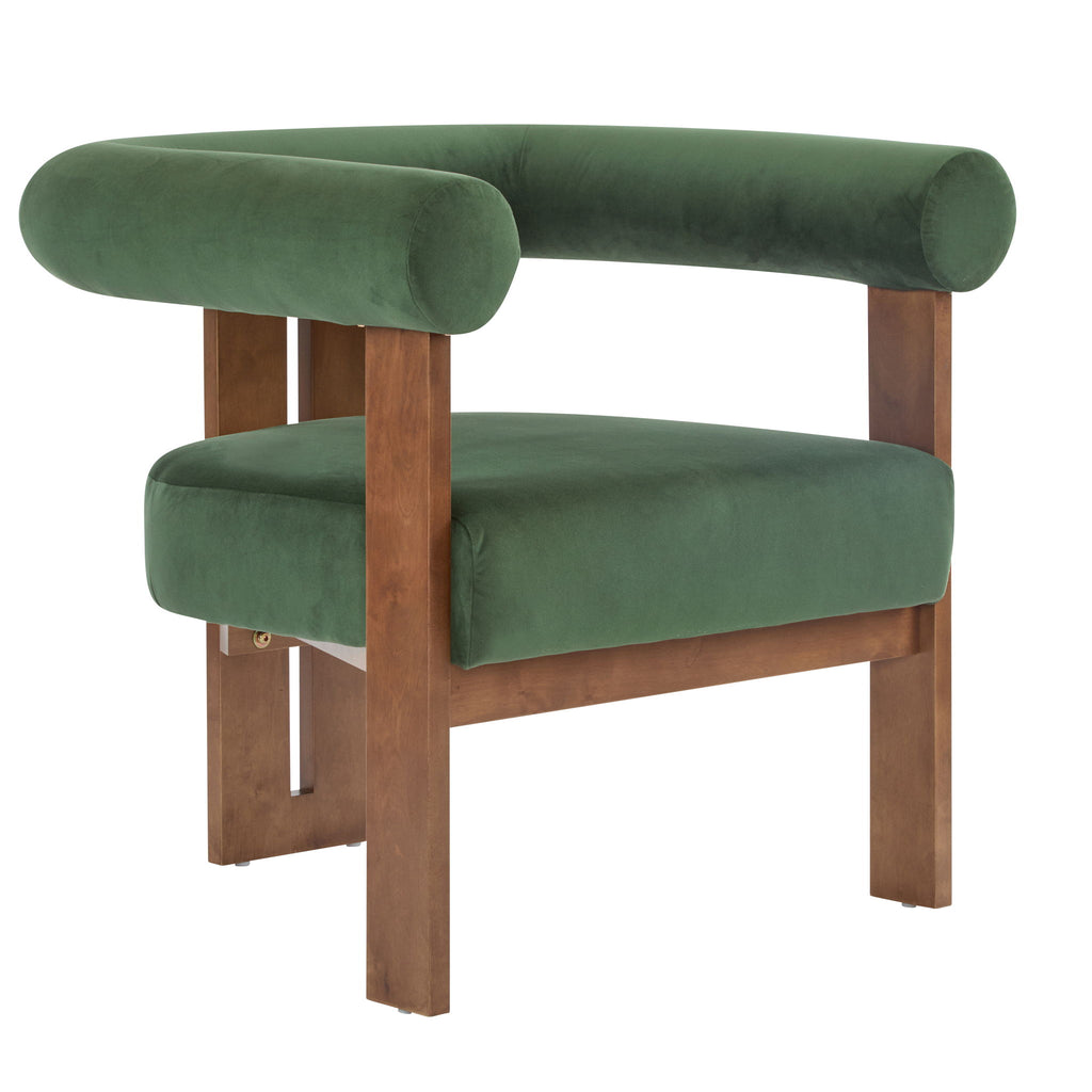 Modern Upholstered Round Arm Accent Chair With Upholstery
