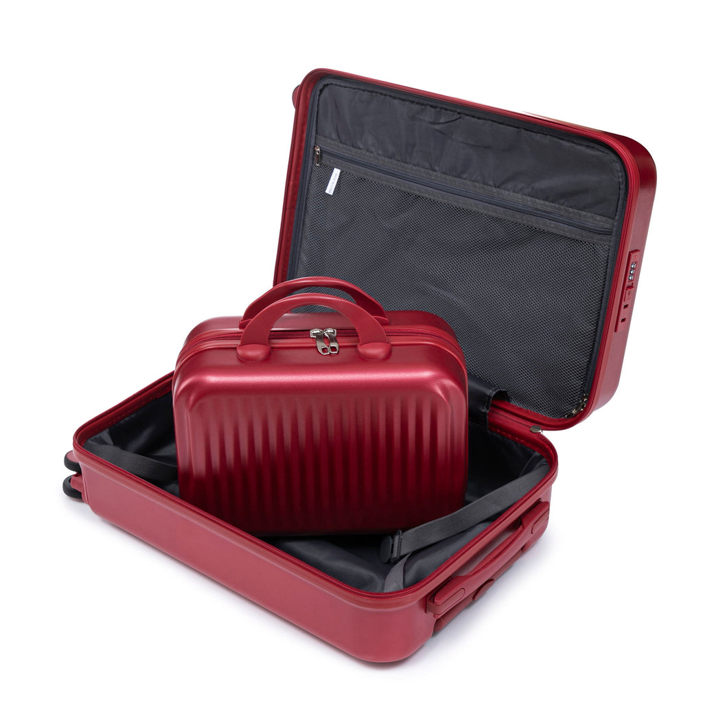 Luggage Set With Cosmetic Case, Combination Lock, Front Opening Design