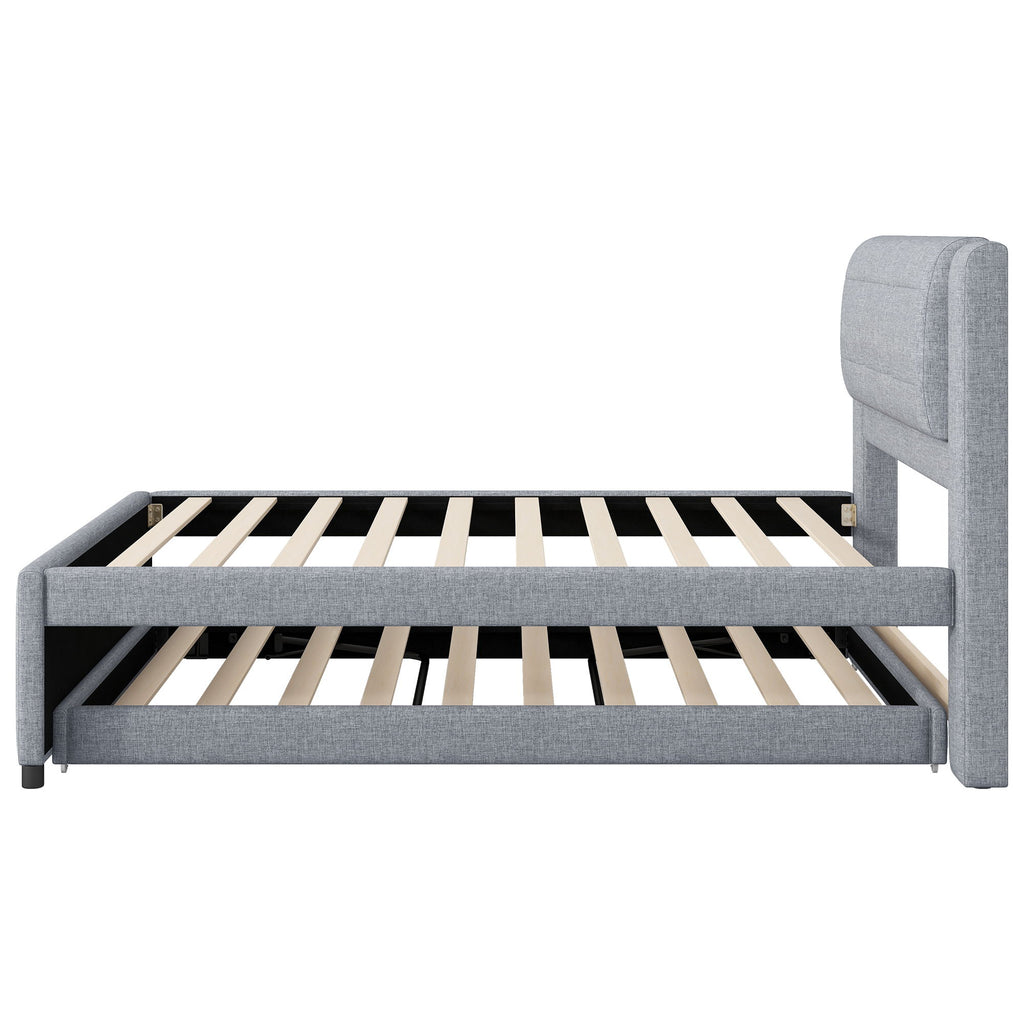Upholstered Platform Bed With Multifunctional Trundle
