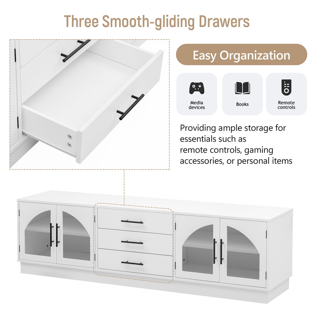 Modern Minimalist TV Stand, Entertainment Center Media Console Cabinet With Adjustable Shelves For Living Room