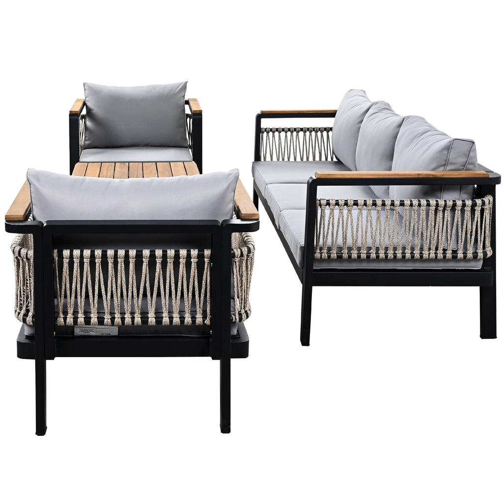 4 Pieces Outdoor Sectional Sofa Set 5 Person Patio Seating Group Outdoor Conversation Set With Cushions And A Coffee Table For Patios