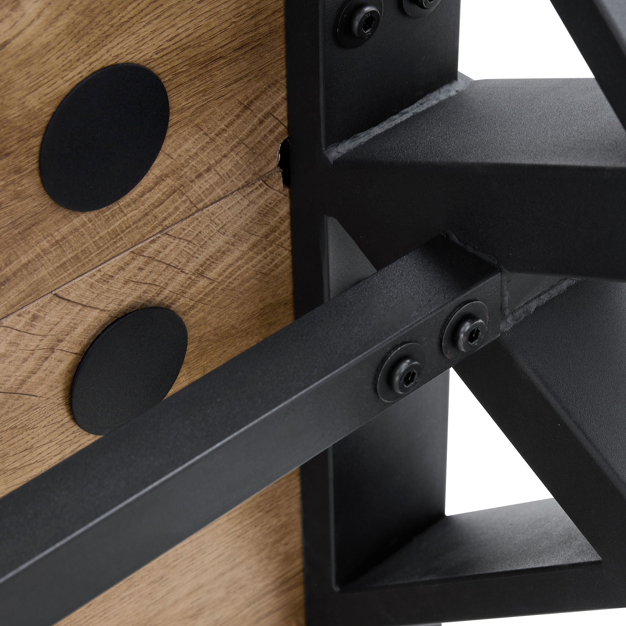 Wood Textured Dining Table With A Frame Legs.Density Board Sticker Pipe Spraying, Suitable For Various Occasions Such As Living Rooms - Black
