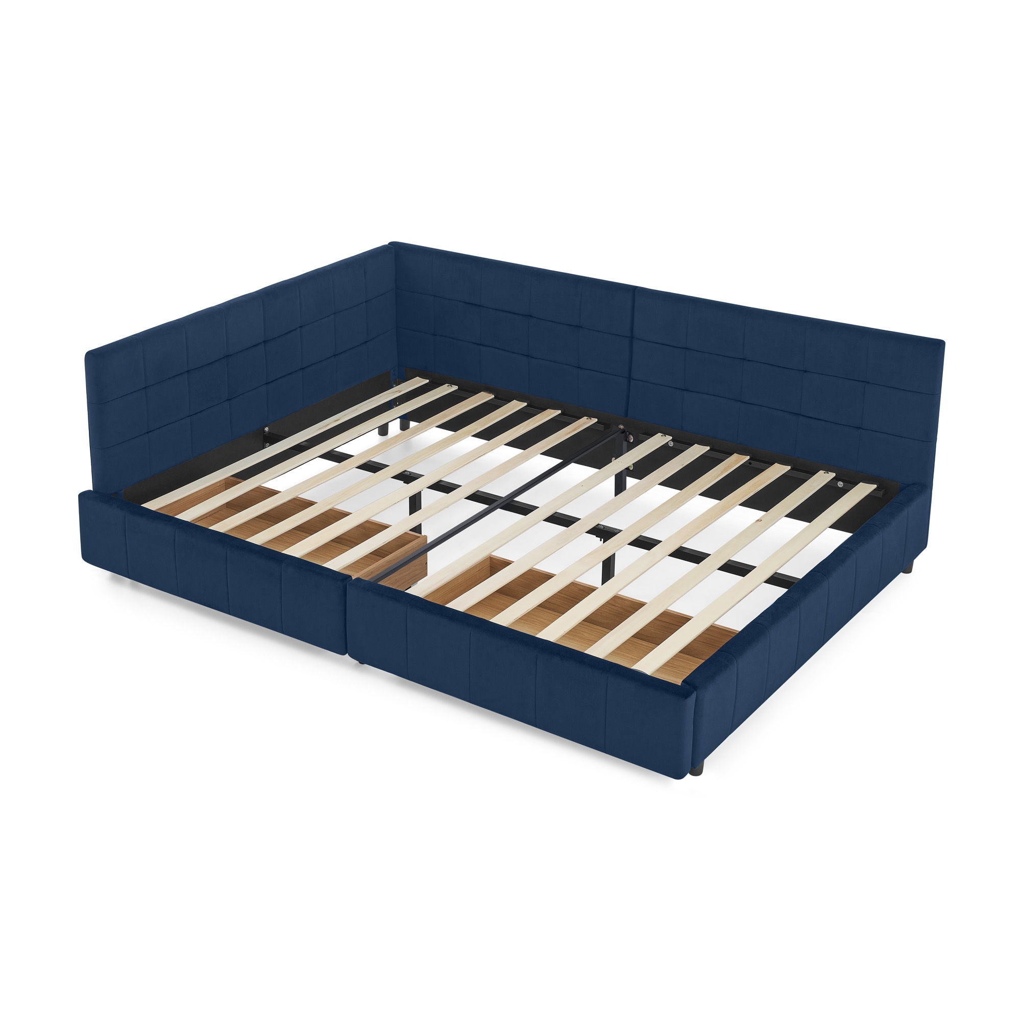 Elegant Design Storage Upholstered Tufted Bed Frame With Backrest And Armrests