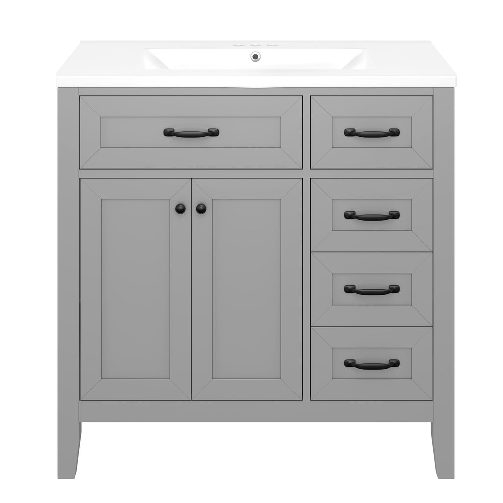 Modern Bathroom Vanity With Sink, Freestanding Design With Drawers And Doors