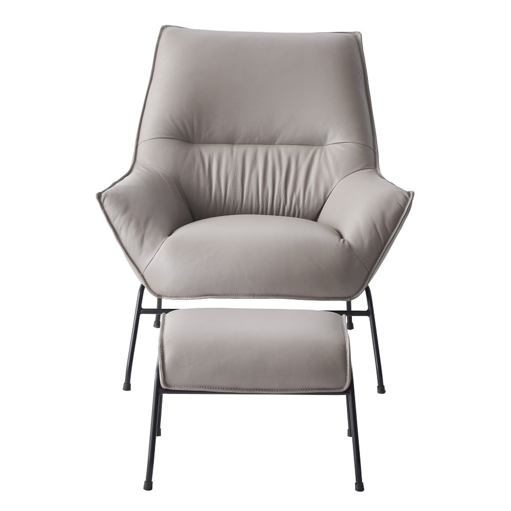 Jabel - Accent Chair & Ottoman - Khaki Top Grain Leather