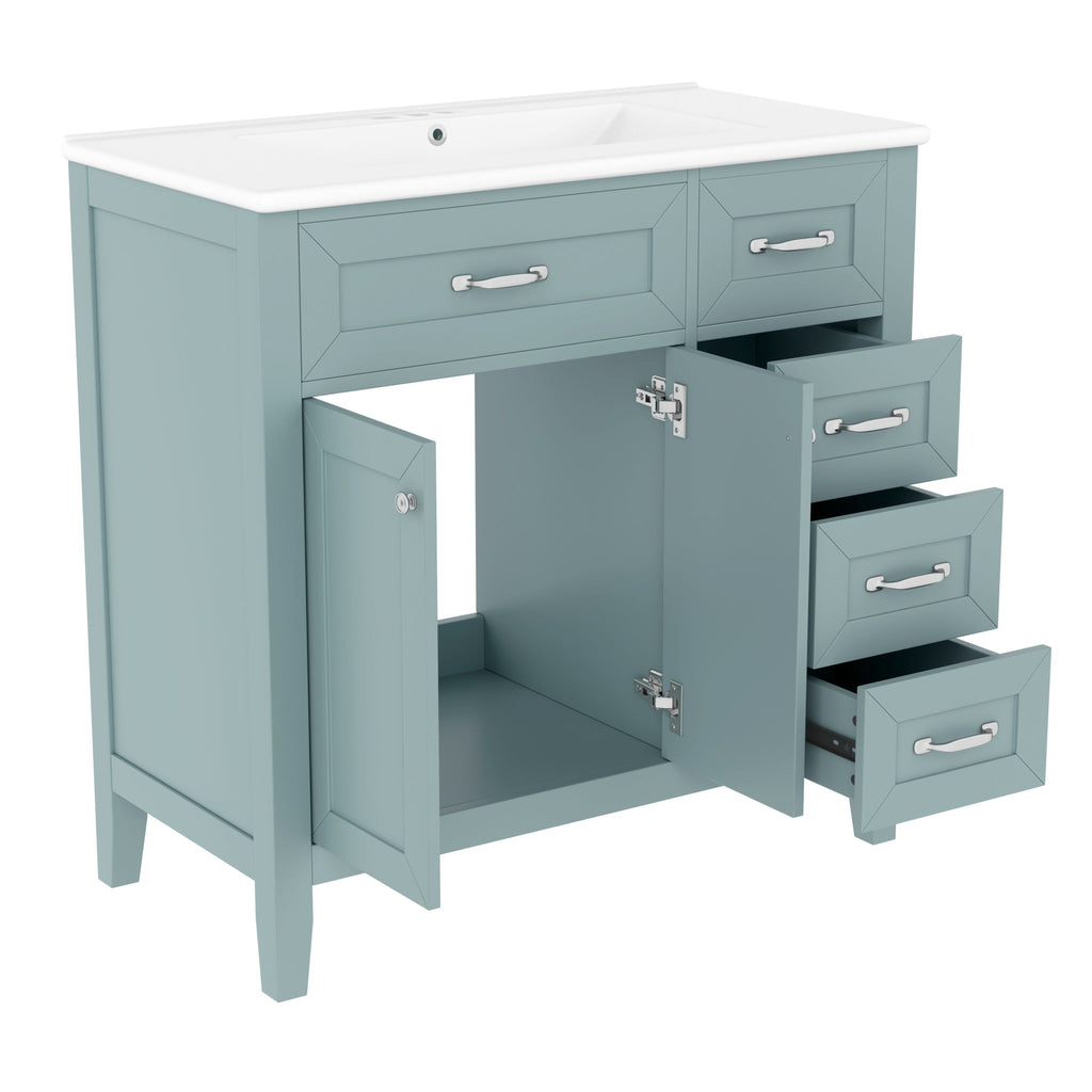 Modern Bathroom Vanity With Sink, Freestanding Design With Drawers And Doors