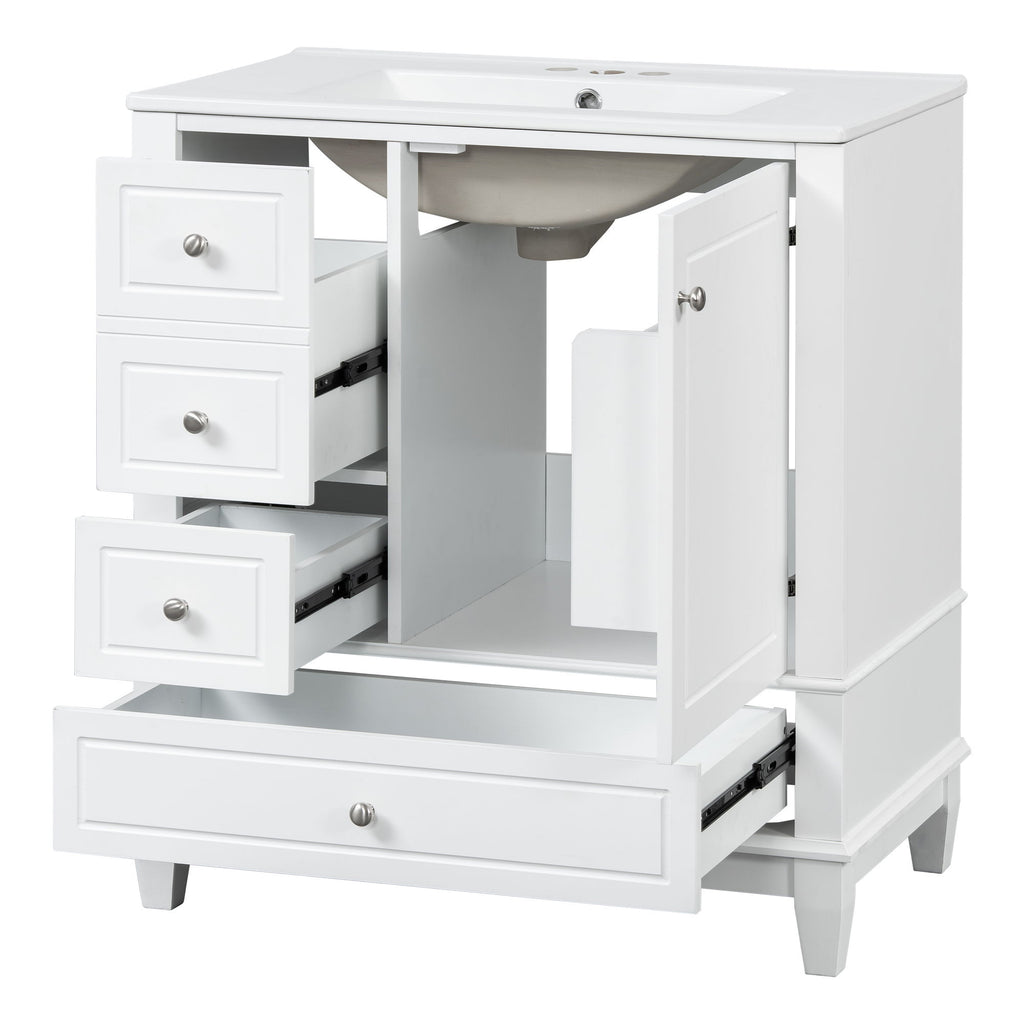 Freestanding Bathroom Vanity With Sink, Soft Close Door, 3 Drawers