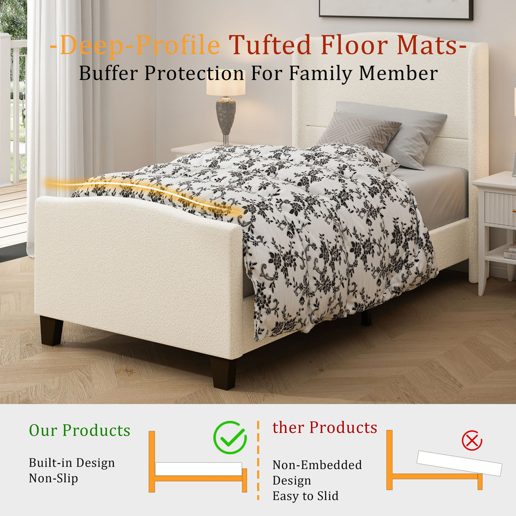 Platform Bed Frame With Tall Headboard And High Footboard