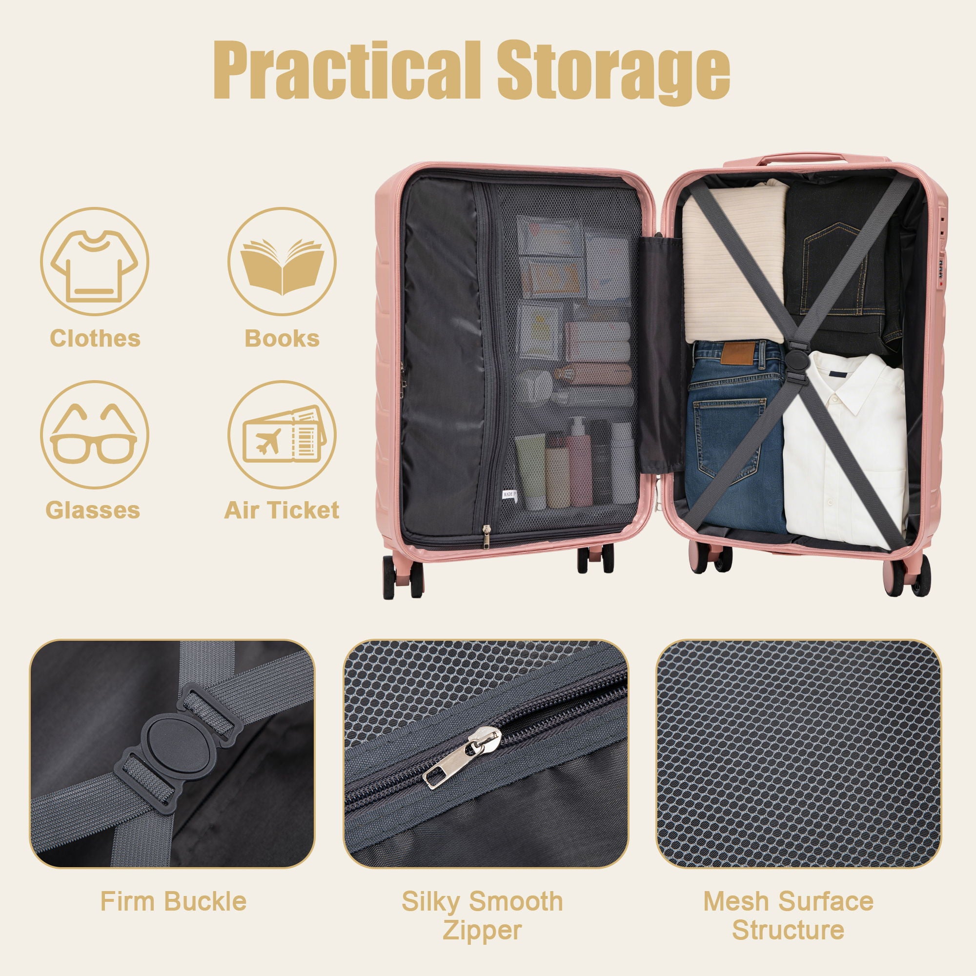 Hard Shell Travel Luggage With Scratch Resistant Surface