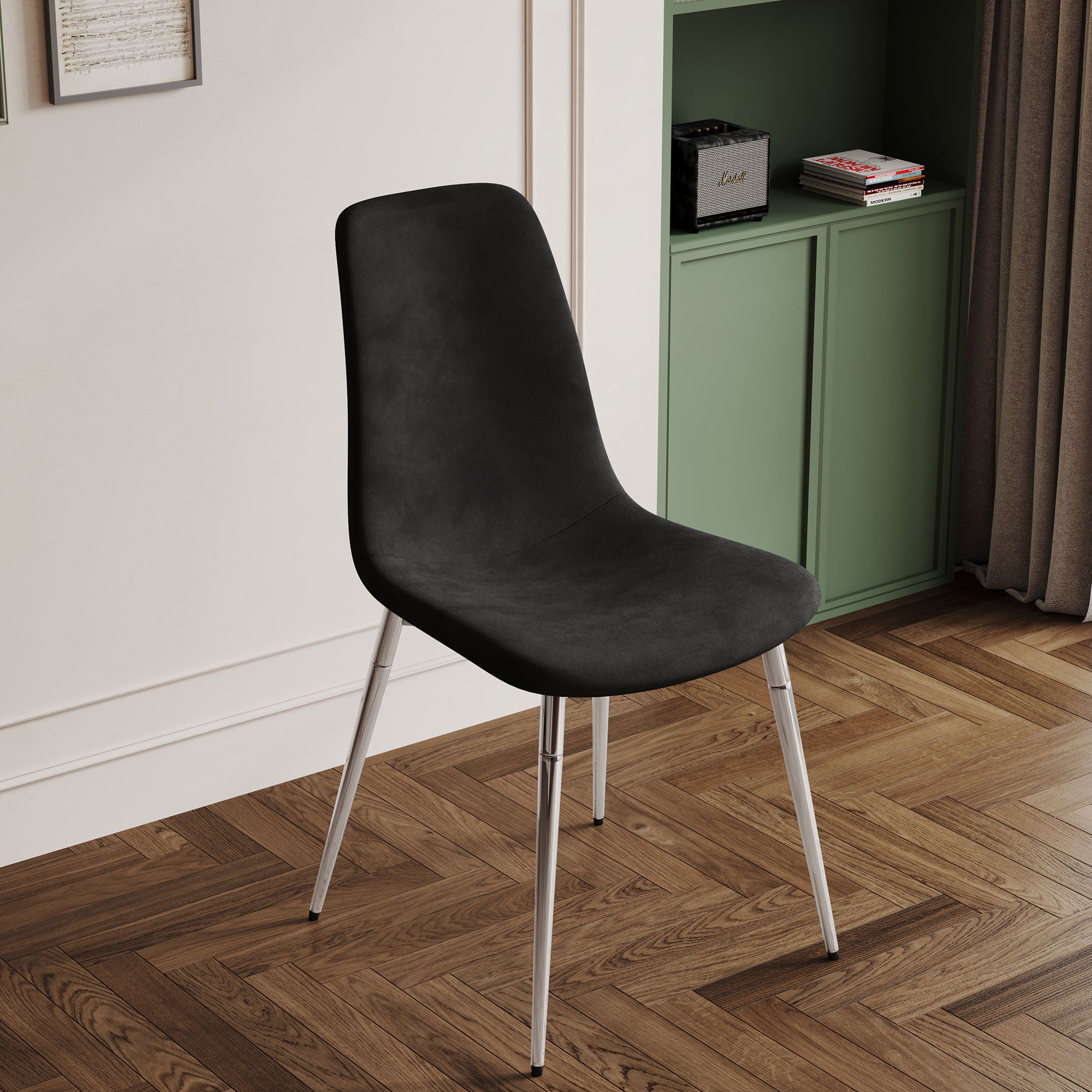 Dining Chairs, Upholstered Armless Accent Chairs, Classical Appearance And Metal Legs (Set of 4)