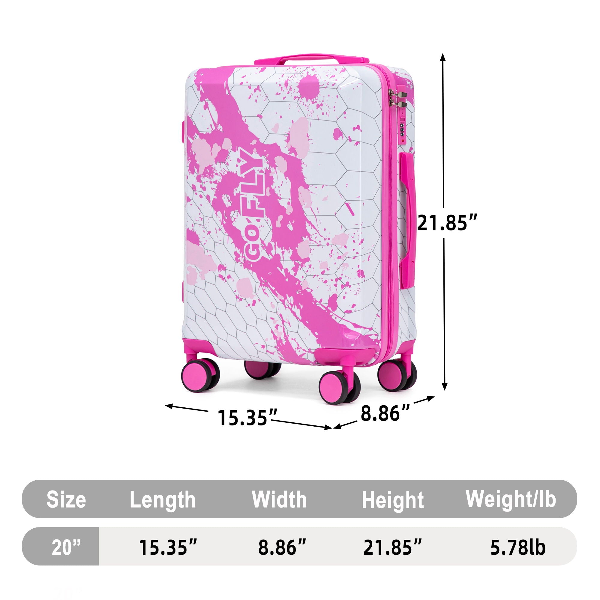 Luggage With Combination Lock, Lightweight Carry-On Suitcase