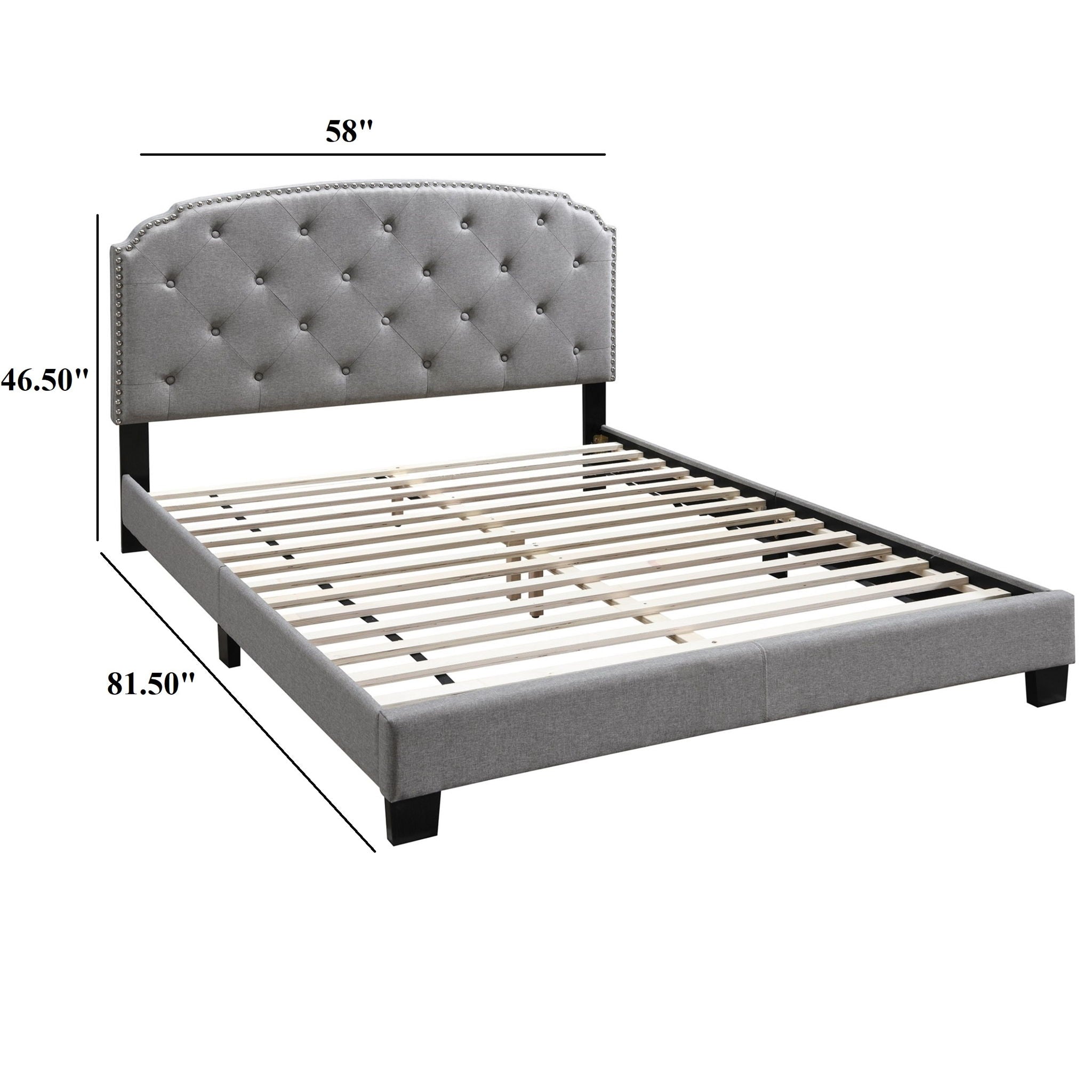 Button Tufted Bed With Nailhead Trim
