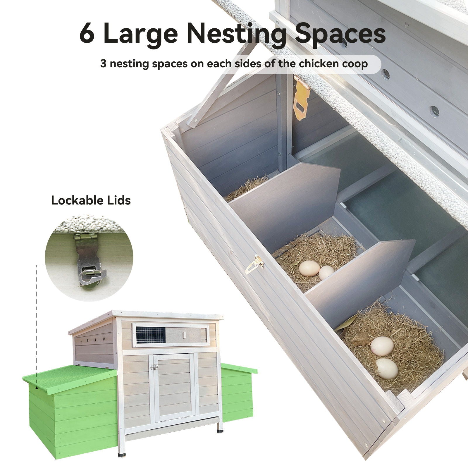 Large Chicken Coop Outdoor Hen House With Dual Nesting Boxes