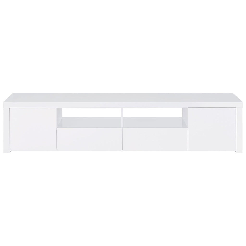 Garner - 2 Door Stand With Drawers Media Console - Gloss White