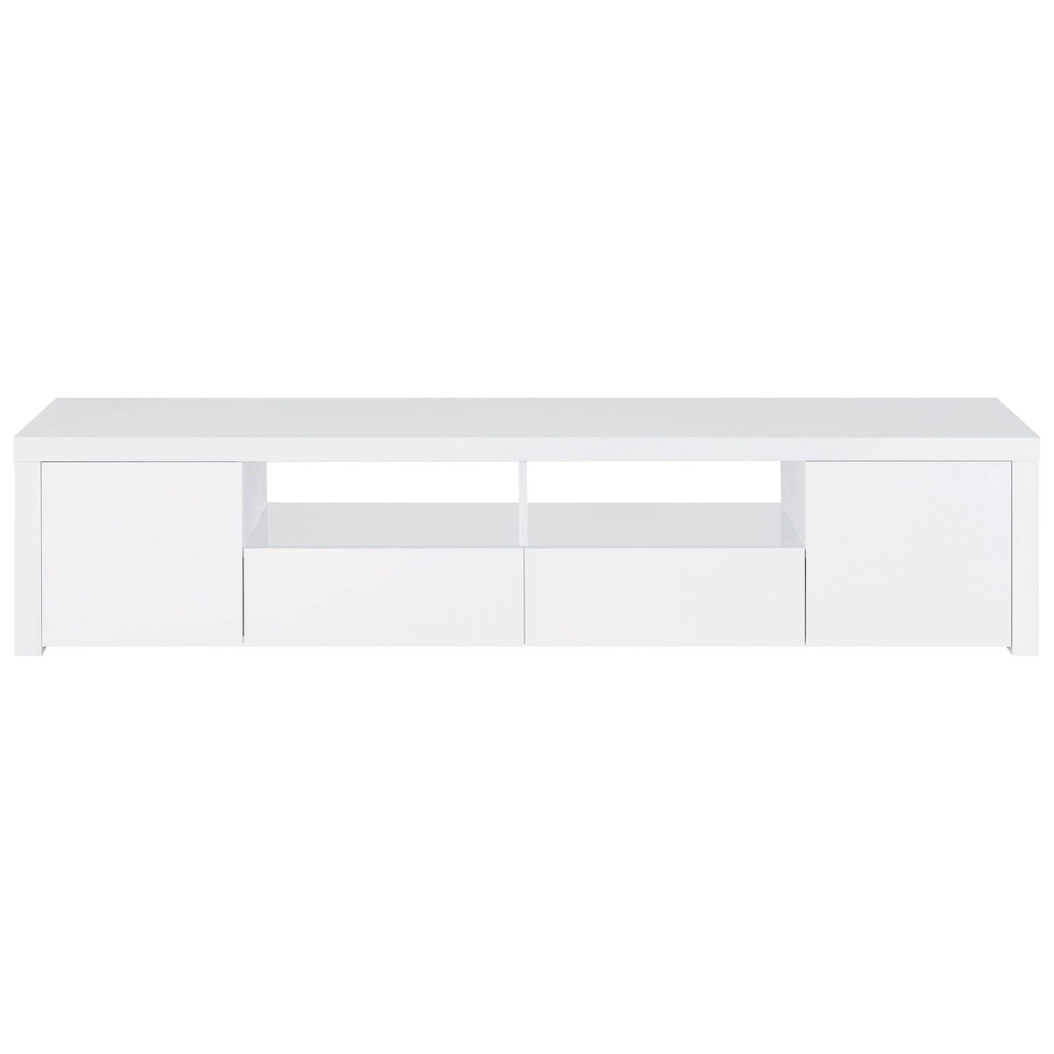 Garner - 2 Door Stand With Drawers Media Console - Gloss White