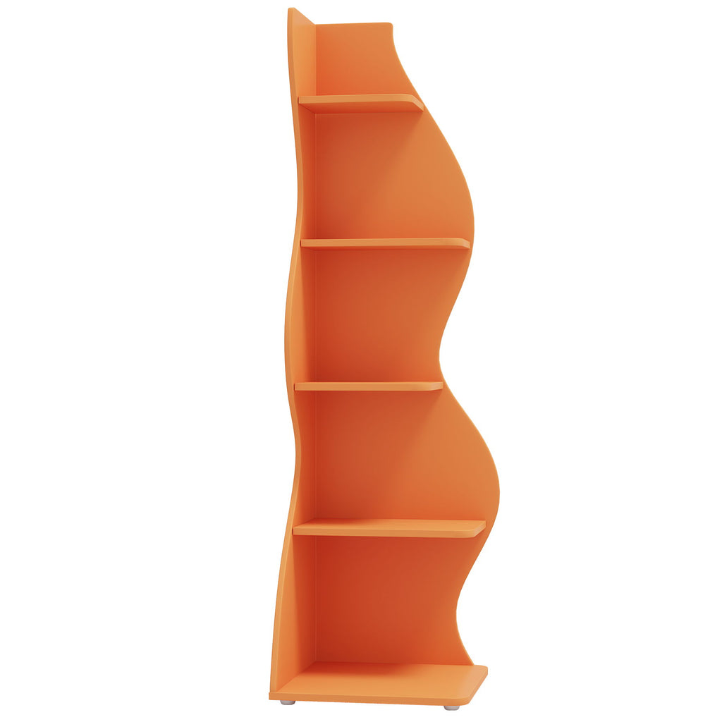 5 Tier Wavy Corner Bookshelf And Plant Stand For Living Room