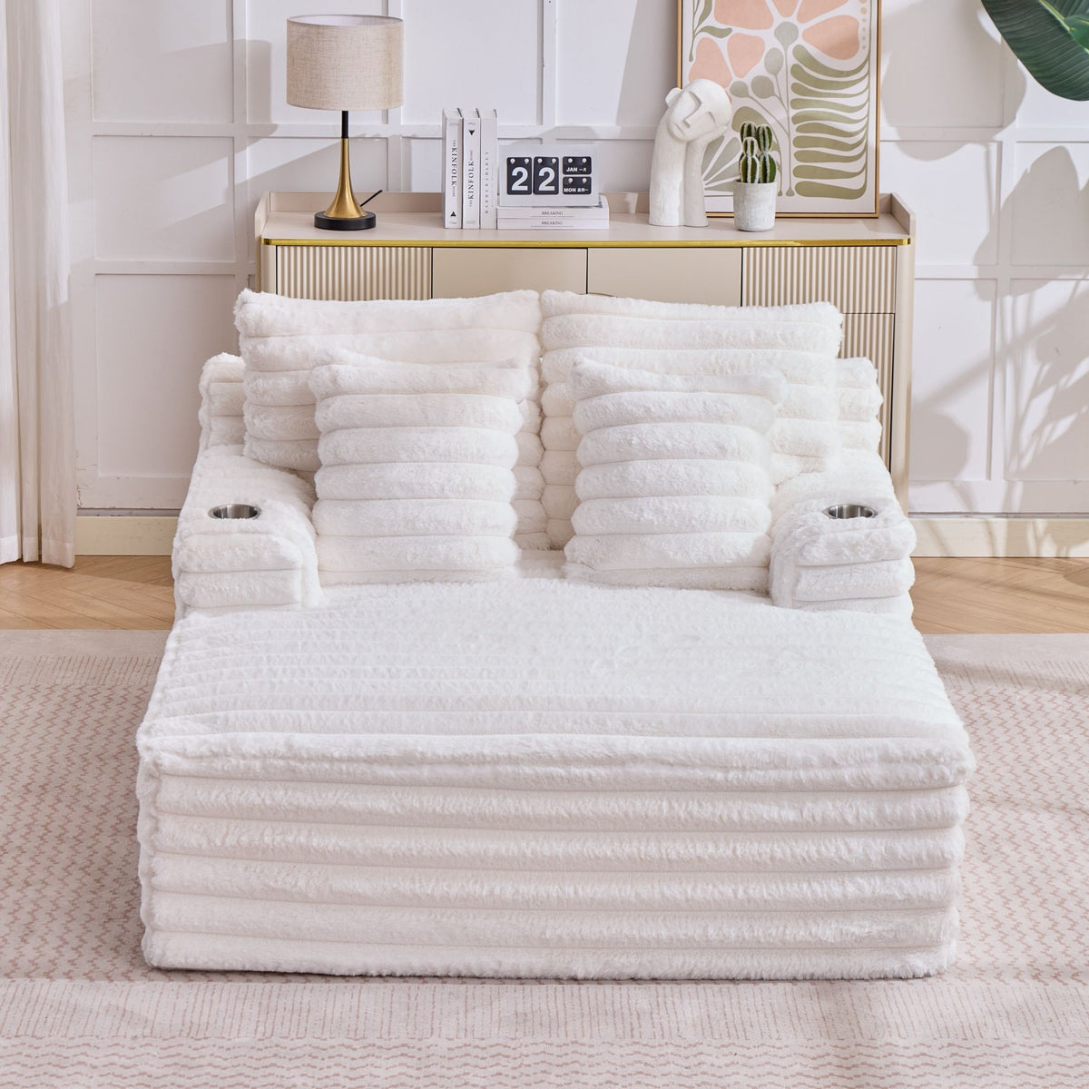 Oversized Chaise Lounge Chair Indoor With Pillows For Living Room