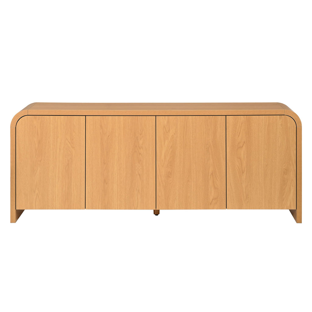 Curved Edge TV Stand With Large Cabinets