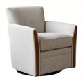 Swivel Accent 360° Rotating Armchair With Turntable Base For Living Room - Cream Beige