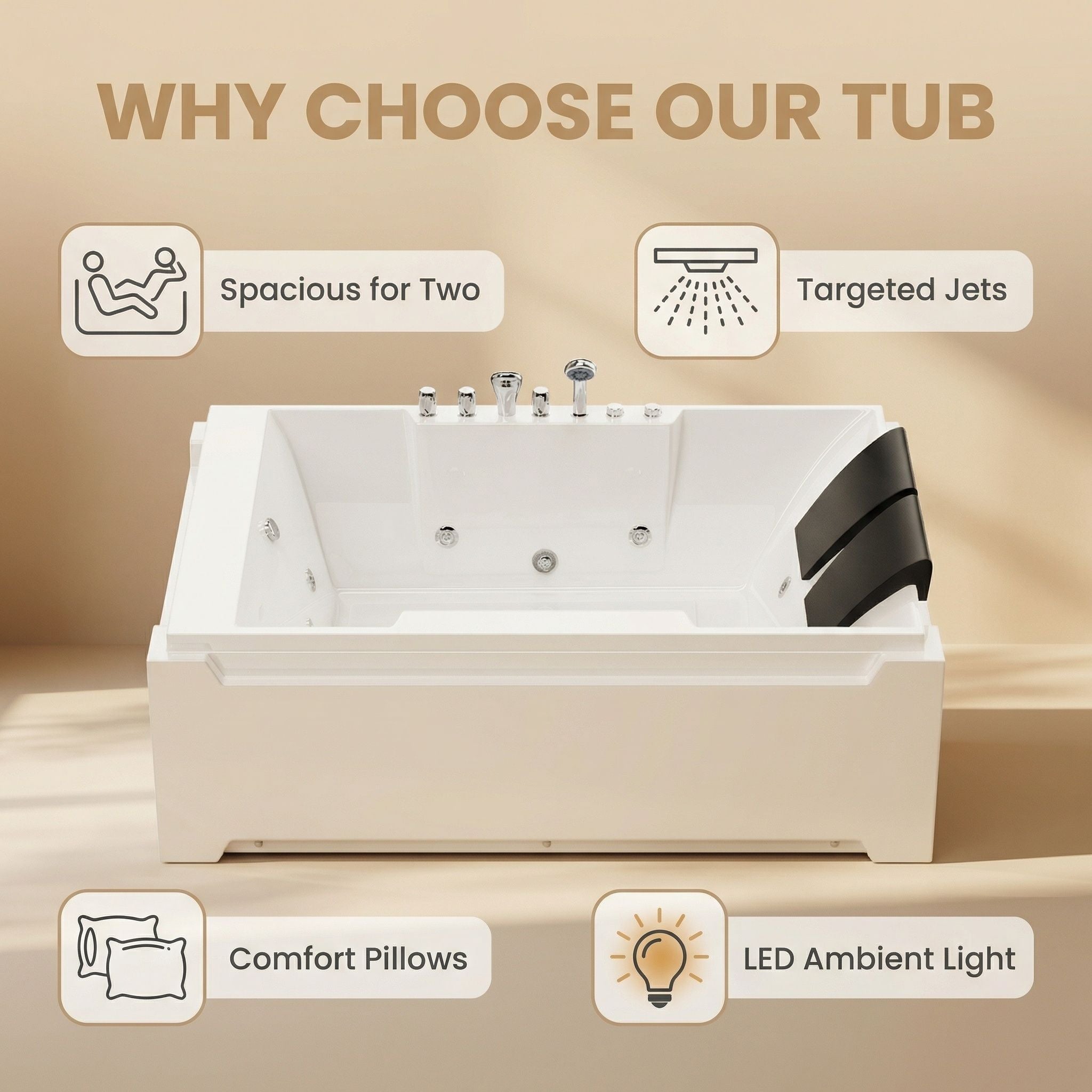 Xavier - Double Massage Bathtub - Milk White