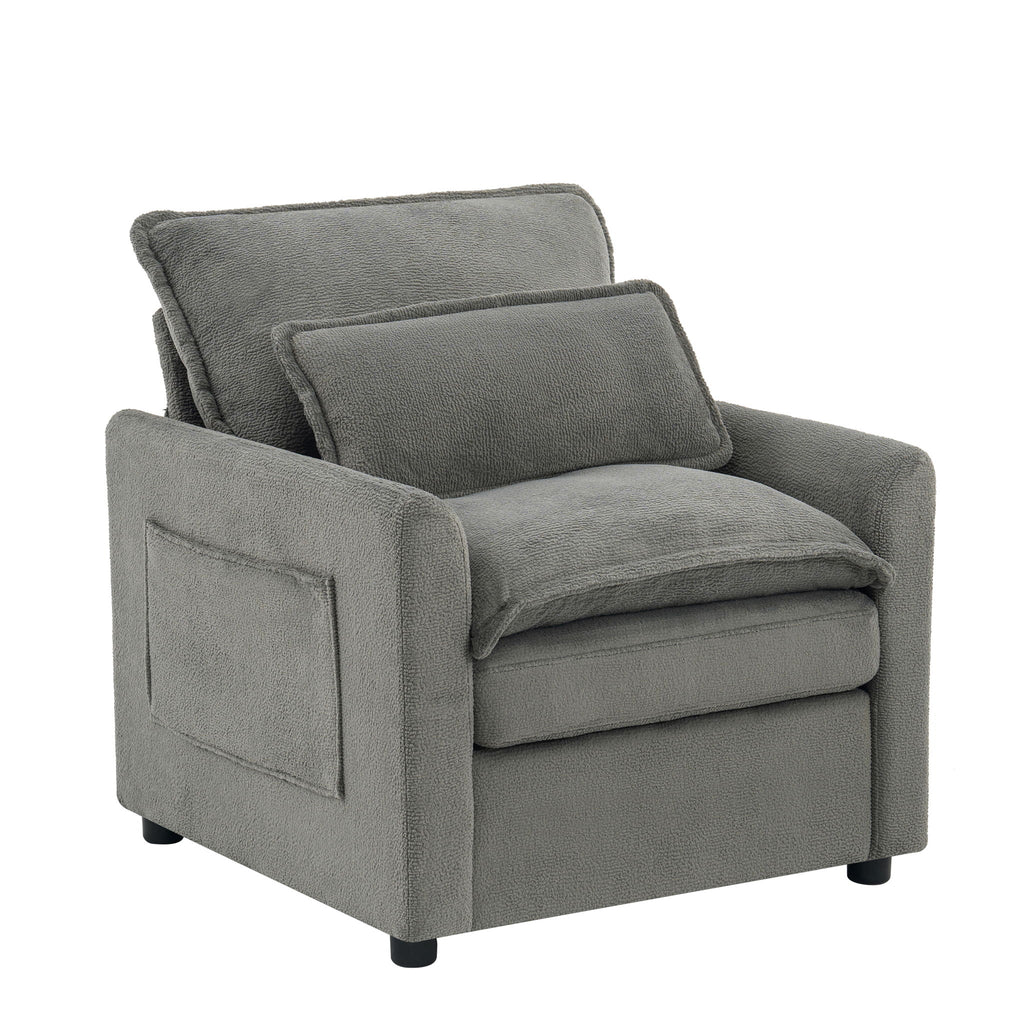 Modern Single Seat Accent Chair With Side Storage Pockets