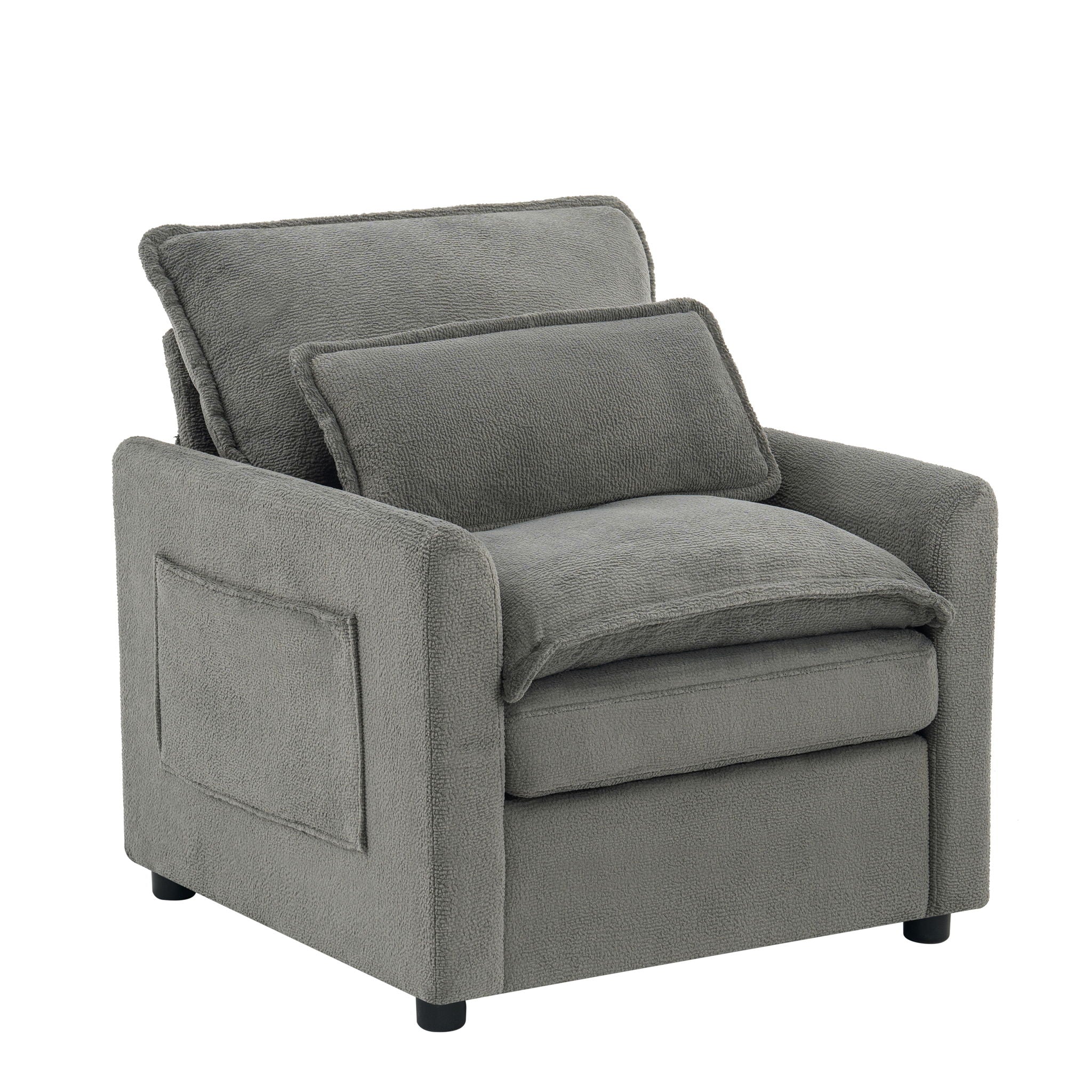 Modern Single Seat Accent Chair With Side Storage Pockets