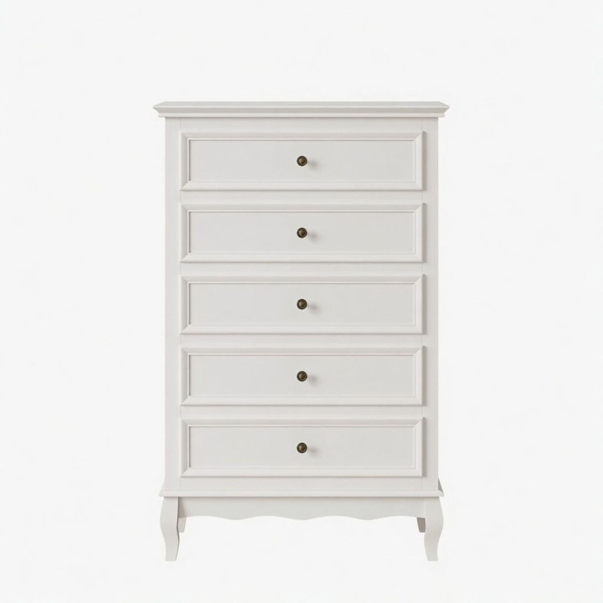 5 Drawer Tall Wide Chest Of Drawers - White