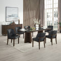 Estella - Dining Table With Marble Top - Black Natural Marble Top & Walnut