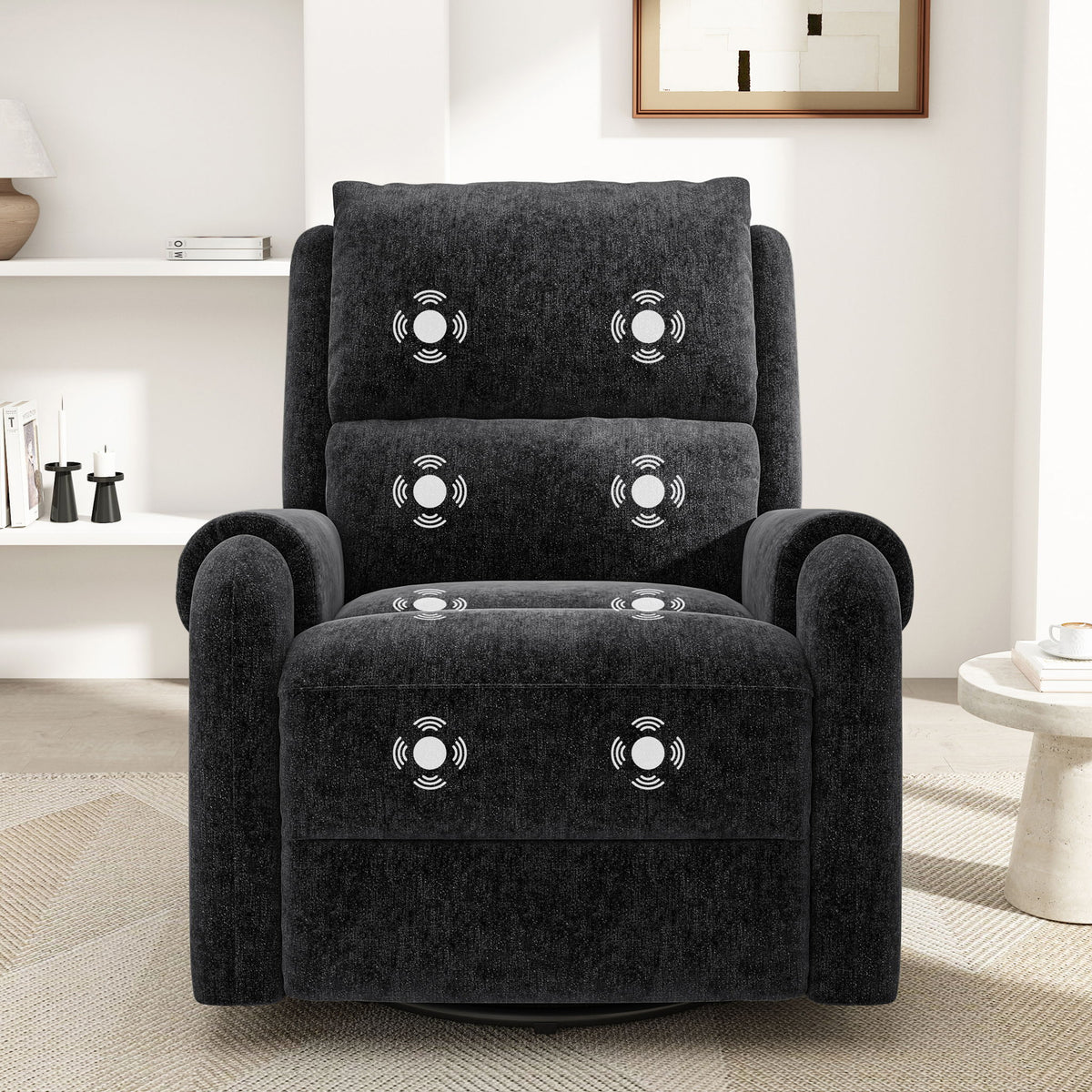 Manual Recliner Massage Chair With Swivel Rocker, 8 Massage Modes, Side Storage Pocket
