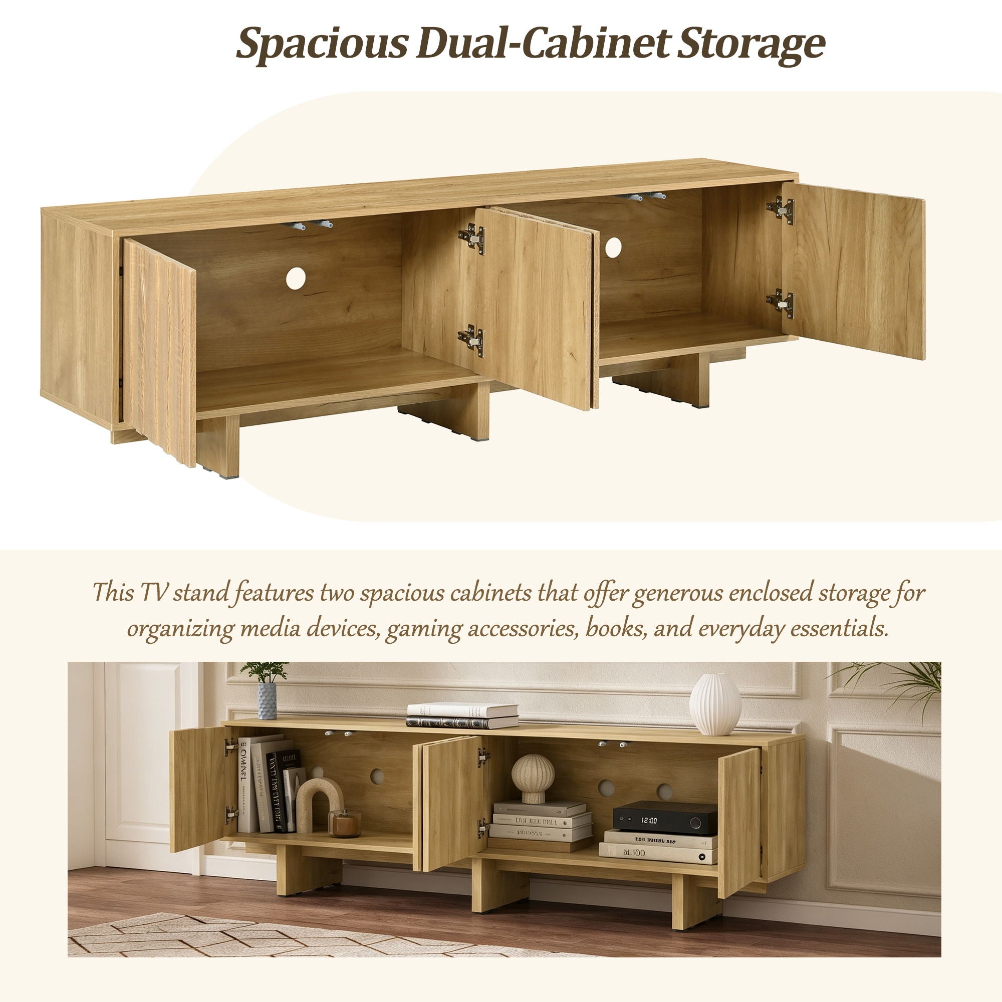 Retro Style TV Stand With Wavy Door