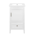 Bathroom Vanity With Sink, Adjustable Feet, 1 Drawer And Door Shelf Storage - White