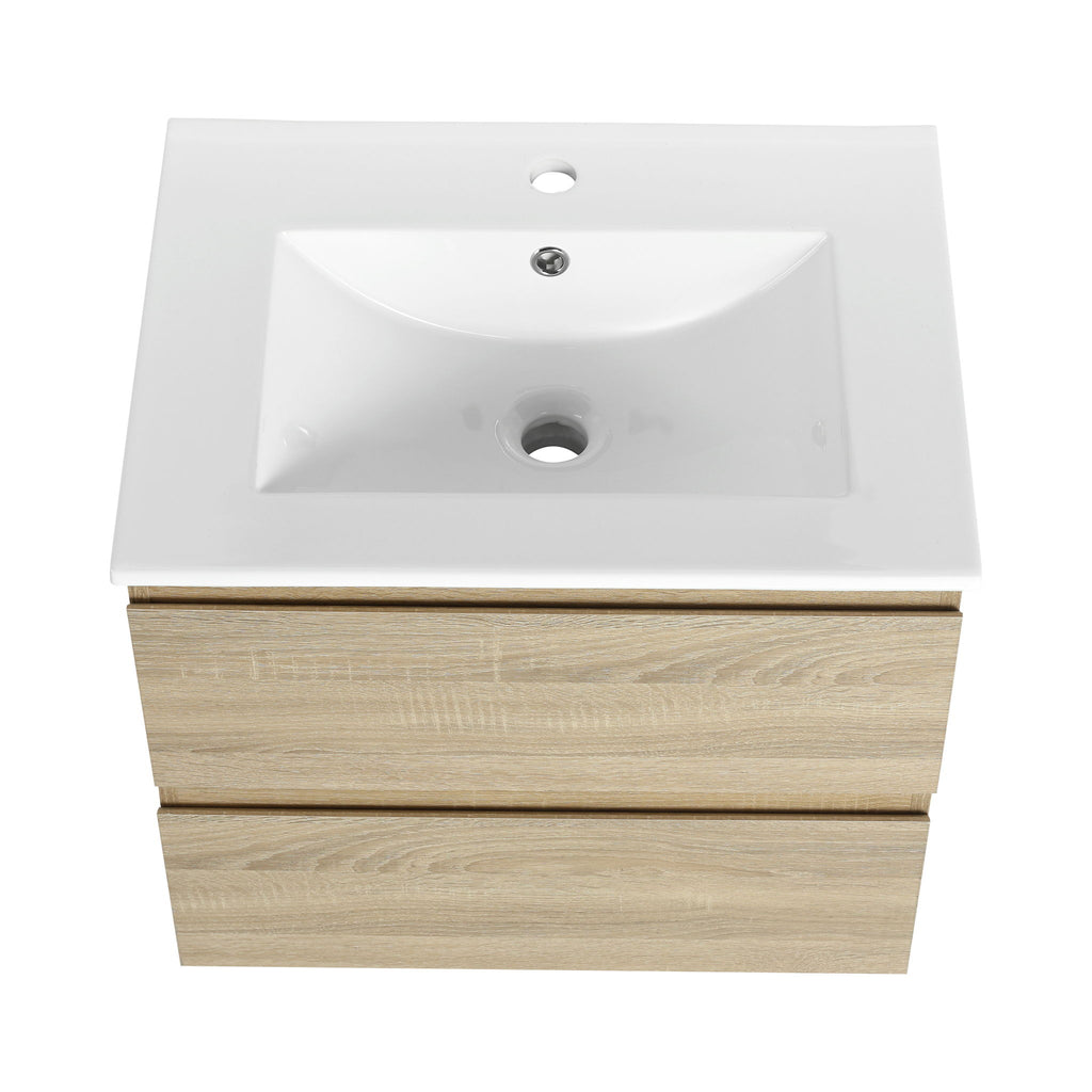 Wall Mounted Bathroom Vanity & Sink, 2 Soft Close Drawers