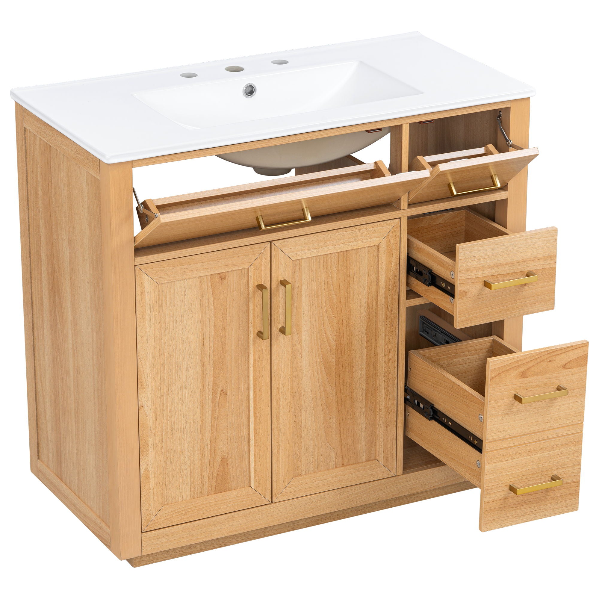 Bathroom Vanity & Sink, Soft Close Doors & Drawers - Wood