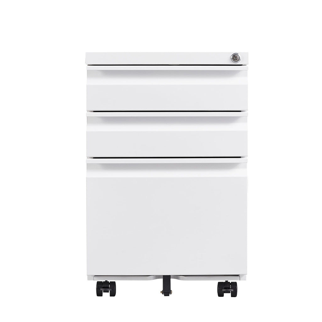 Contemporary 3 Drawer Mobile Filing Cabinet With Lock, Metal Office Storage For Legal / Letter Size
