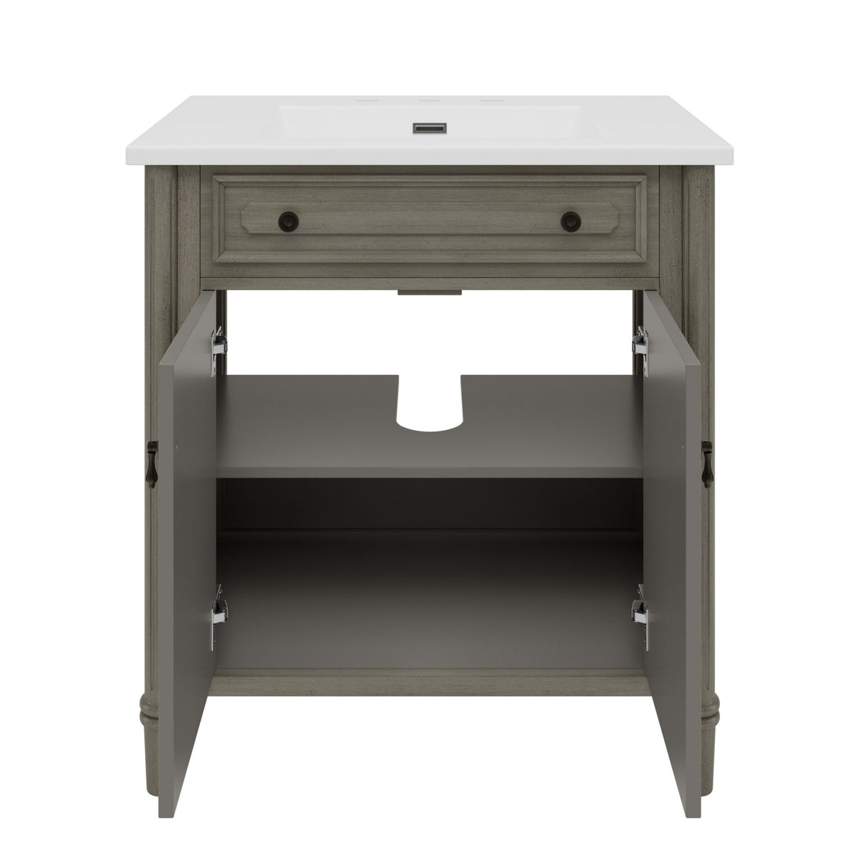 Vintage Bathroom Vanity With Sink, Rustic Cabinet With Soft Close Doors