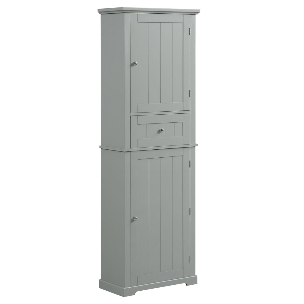 Tall Freestanding Bathroom Storage Cabinet With Drawer And Adjustable Shelf