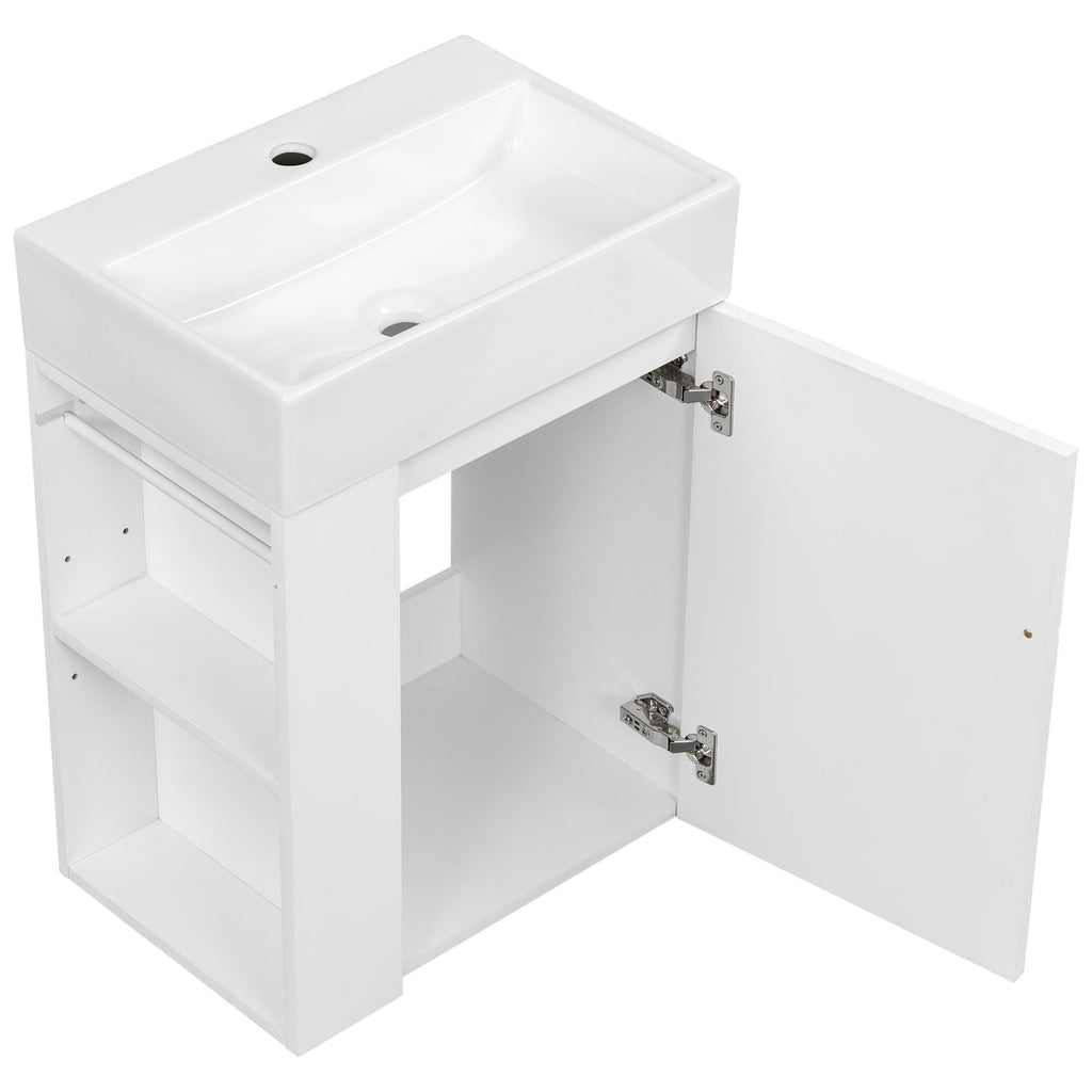 Modern Bathroom Vanity With Sink, Diamond Pattern Doors