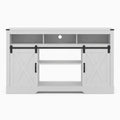 Farmhouse TV Stand With Sliding Barn Doors & Adjustable Storage