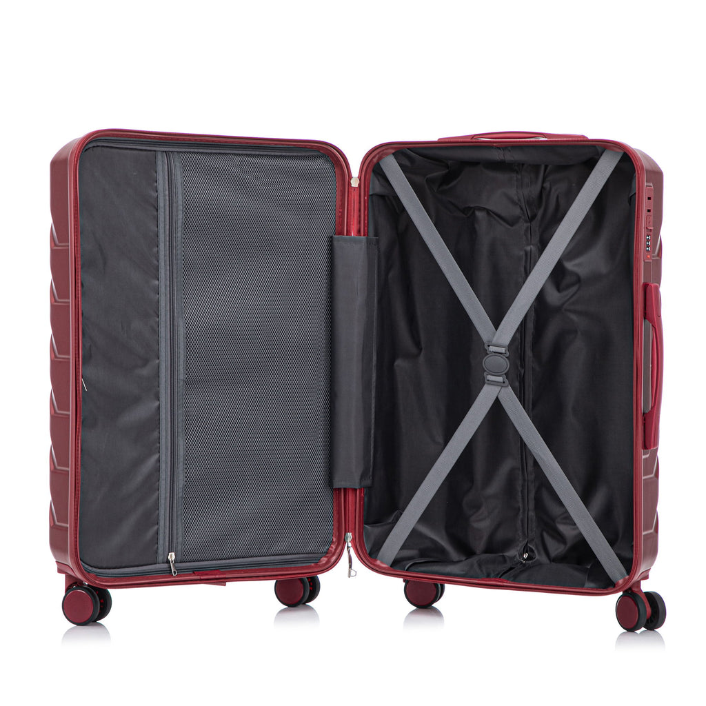 Hard Shell Luggage With Scratch Resistant Surface, 4 Wheels, Combination Lock & Side Hooks