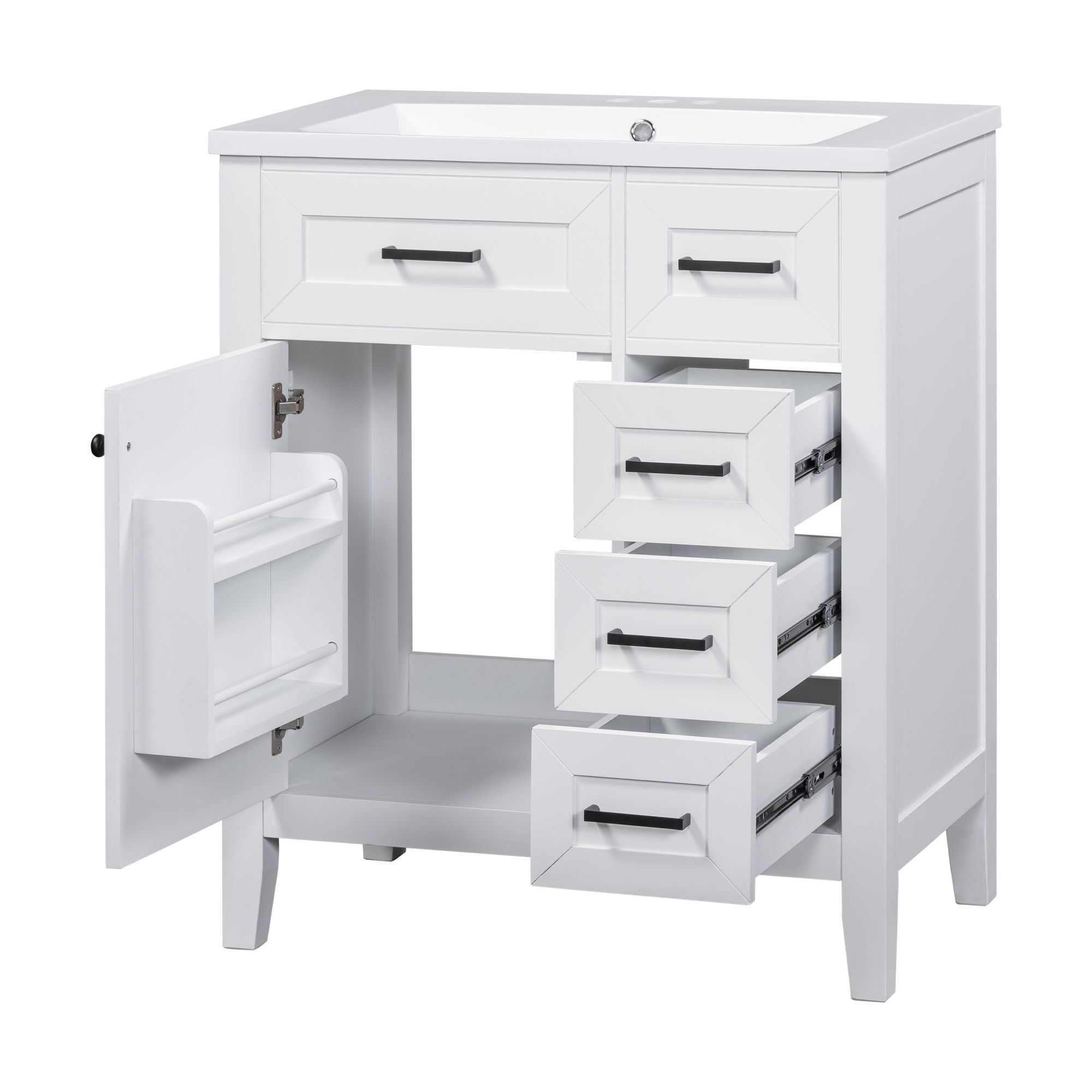 Modern Bathroom Vanity With Sink Combo, 3 Drawers, Undermount Drop-In Sink